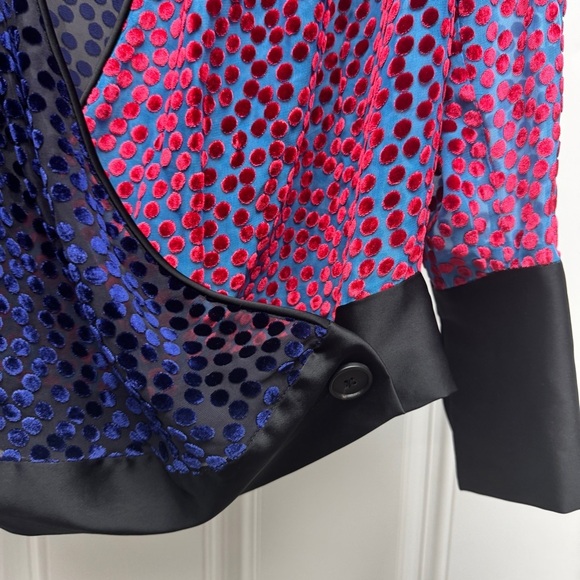 Diane Von Furstenberg Pink and Blue Wrap Blouse - Picture 12 of 16